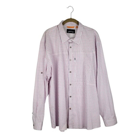 Orvis Other - Orvis Lightweight Button Up White Blue Red Plaid Cape Back Long Sleeve Mens XL